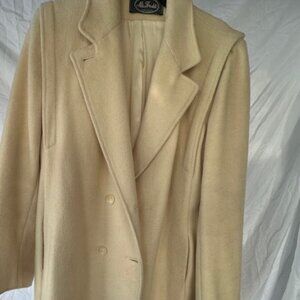 Vintage Ms Freddi Wool Blend Cream Double breasted Coat Mid Thigh L/XL